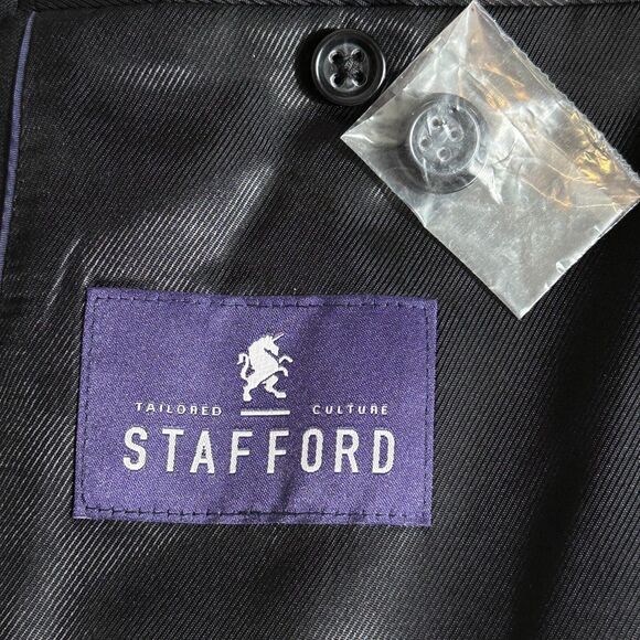 STAFFORD Classic fit Mens Blazer Sport Coat Two Button Jacket 44S WOOL Black - Picture 11 of 13